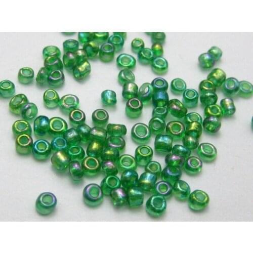 5000 Glass Seed Beads 2mm Transparent Luster AB Green + Storage Box