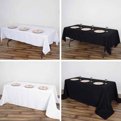 6FT 8FT Rectangle Tablecloth Wedding White Hotel Table Cloth Table Cover Overlay Seamless Tablecloth Polyester