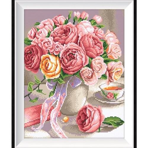 5D DIY Diamond Painting Flowers In Vase Shiny Diamond 40x50 Paste Diamond Size Mural Embroidery Mosaic Home Decoration