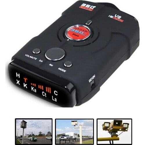 Anit Laser Radar Detector V8 English/ Russian voice Car Radar Detector 16 bands X K NK Ku Ka Laser VG-2 LED Display Car Detector
