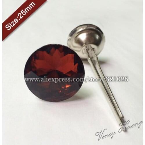 Free shipping 100PCS/LOT 25MM RED WINE Redbud Crystal Glass Prongs, Crystal Buttons, Upholstery Sofa Buttons, Headboard Buttons