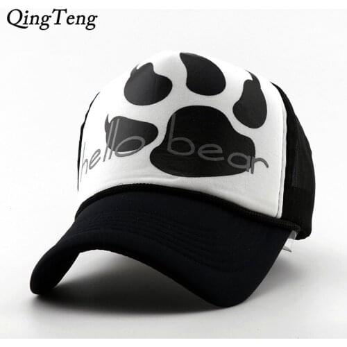 Brand Mesh Baseball Cap Summer Male Female Couple Fashion Cartoon Truck Cap Net Paw Print Pattern Lady Hat Outdoor Hip Hop Cap