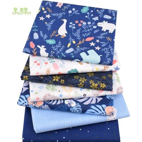 Chainho,Midnight Blue Series,Printed Twill Cotton Fabric,Patchwork Cloth For DIY Sewing &Quilting Baby&Child Material,Half Meter