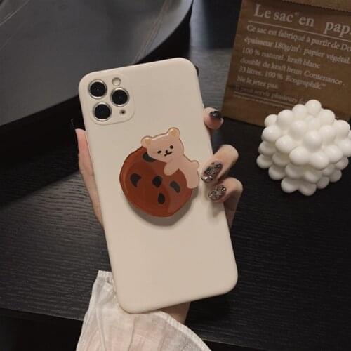 Cute 3D chocolate bear Kawaii Japanese Phone Case For iPhone 11 Pro Max XR Xs Max X 7Plus 7 8 Plus Case Bracket Silicone Cover