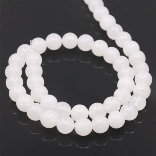 Hot Fashion Natural White Jades Round Beads 4/6/8/10/12mm Jewelry Accessories DIY Necklace Bracelet Gift for Women 15inch Y525