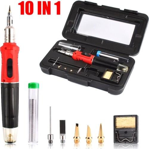 HS-1115K Gases Soldering Irons Tool 10 in 1 Self-igniting Cordless Welding Pen Blow Torch Kit