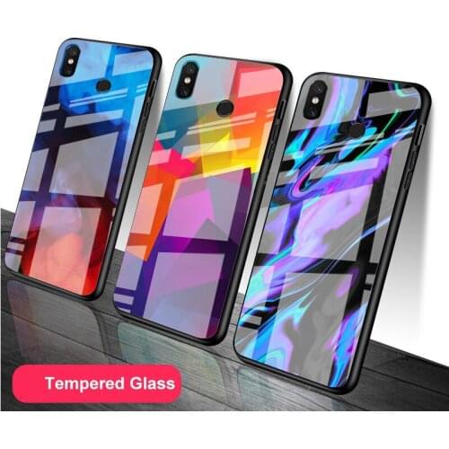 Colorful art Tempered Glass Phone Case For Redmi Note 5 6 7 8 9 Pro Note8T Note9S Redmi8 9 Cover Shell
