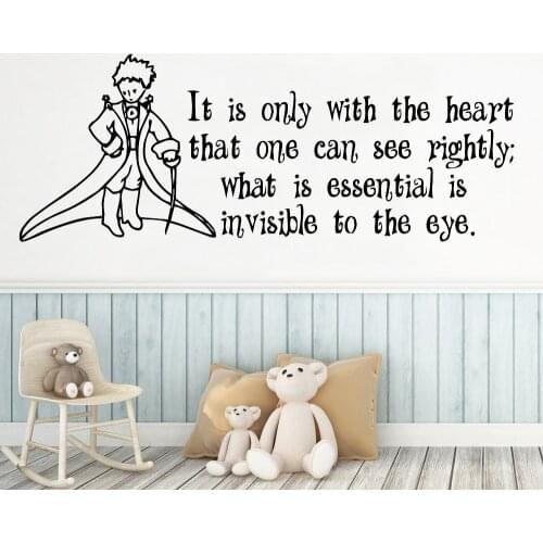 Cartoon Wall Decal Little Prince Nursery Quotes It Is Only With The Heart Vinyl Wall Sticker Kids Bedroom Classrrom Decor Y740