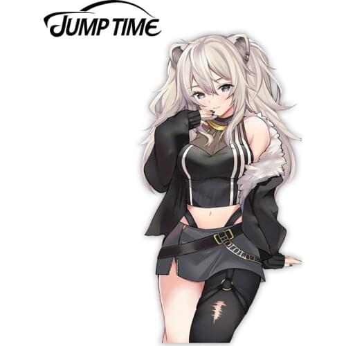 Jump Time 13cm x6.8cm Cute Anime Girls Car Stickers and Decals Creative JDM Funny Decoration Vinyl Waterproof Trunk Car Wrap