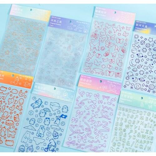 2 Pcs Bronzing Glitter Cute Butterfly Animal Star Letter Stickers Decoration Scrapbooking Diary Album DIY Stationery Sticker