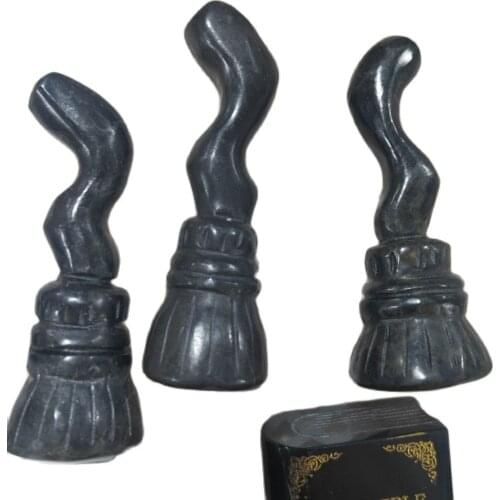 Natural jade Carved Magic Broom Quartz Figurine Halloween Decor Aesthetic Feng Shui Healing Crystal Witch Reiki Gift