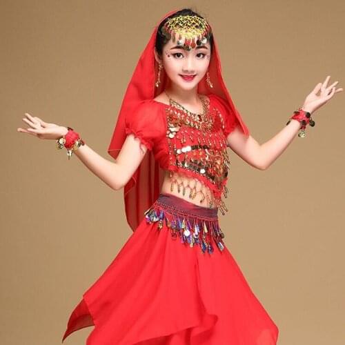 New Childrens Belly Dance Clothing Girl Indian Bellydance Performance Suit Kids Dancing Professional Practice Costumes H4590
