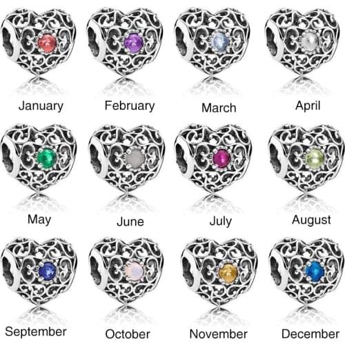 New Fashion Charm Original December Birthday Stone Beads Suitable for Original Pandora Ladies Bracelet Jewelry Gift