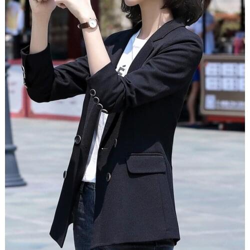 Autumn Fashion 2021 Jacket Women Black Double Breasted Professional Suit Wives Womens Short Coat Blezer Feminina Brazer