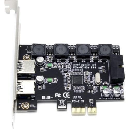 PCI-e X1 to 4 Port USB 3.0 Card (2 External Port + 19pin Header 2 Internal Port)