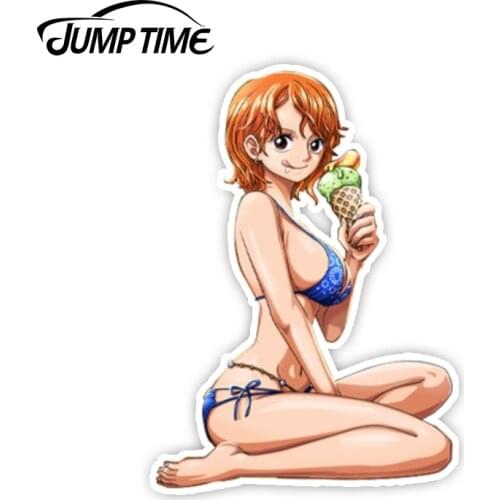 Jump Time 13cm x 9.1cm Sexy Girl Nami Render One Piece Anime Decal Personality Car Styling Funny Car Sticker Vinyl Waterproof
