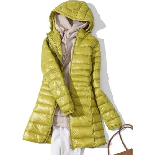 Plus size 7XL 2021 Winter Jackets Women White Duck Down Jacket Female Long Hooded Parkas Ultra Light Portable Down Coats