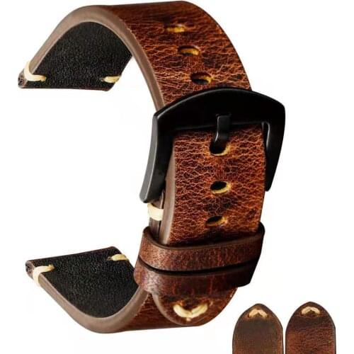 AWS Watch Accessories Cow Leather Strap Watch Bracelet Brown Vintage Watch Band 20mm 22mm 24mm Watchband For Fossil Watch