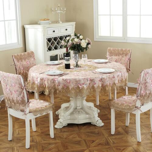Embroidery Round Tablecloth Pastoral table cover Dining table cloths Turntable Folding Home lace flower house towel chair cover