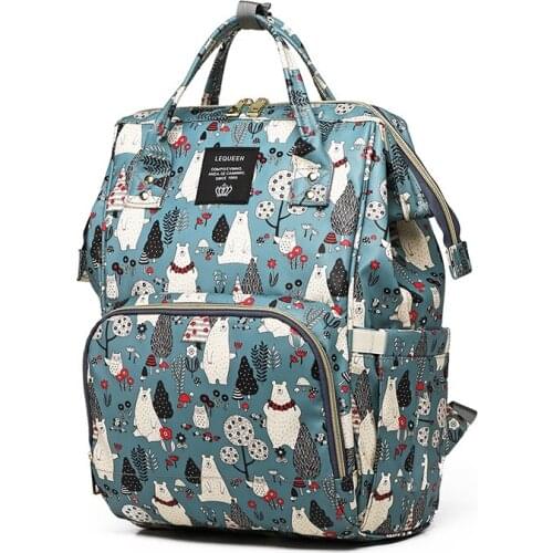 Lequeen Mommy Backpacks Nappy Bags animal bear print Diaper Backpack Maternity Large Volume Outdoor Travel Bags for baby LPB31