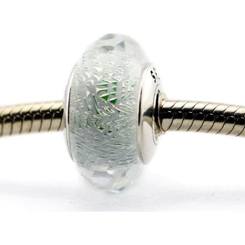 Beads FOR Jewelry Making DIY Sterling-Silver-Jewelry Frosty Mint Shimmer Murano Glass Bead Charm Silver 925 Berloque Perles