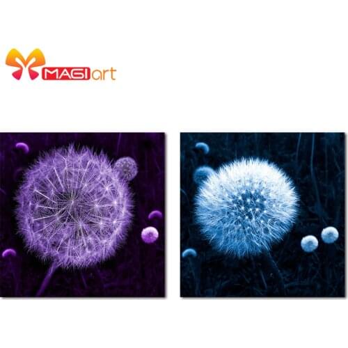 Cross stitch kits Embroidery needlework sets 11CT water soluble canvas patterns 14CT Mordern style colored dandelion-NCMF078