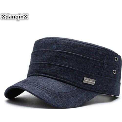 XdanqinX New Adult Mens Cotton Army Military Hat Men Flat Caps Adjustable Size Fashion Sports Cap Dads Brand Hats Snapback Cap