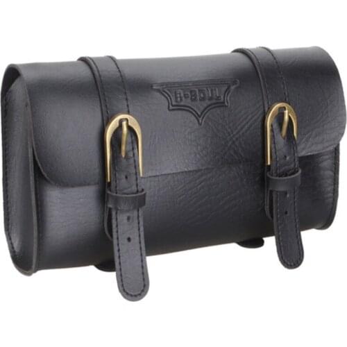Retro Bicycle Tail Bag PU Leather Cycling Bag Bike Saddle Bag for Mountain Road Bike 22.2*9.8*6cm