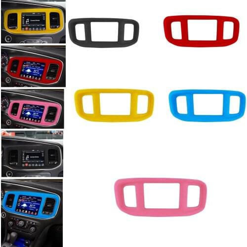 Suede Car Interior Front Central Console Panel Plate Frame Cover Trim Navigation Sticker For Dodge Charger 2016-2021