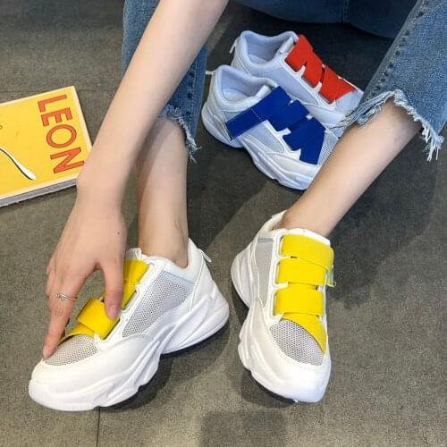 Koovan Womens Sneakers Female Summer Breathable Mesh 2019 New Muffins Thick Bottom Increase Small White Womens Shoes Colorful