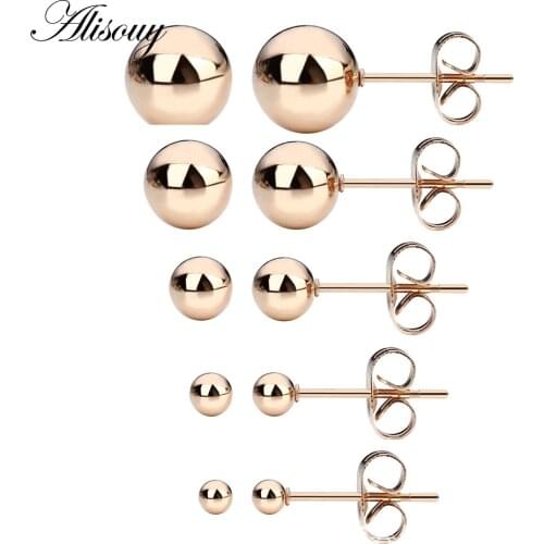 1 pair Piercing trendy fashion jewelry Womans Stud Earring simple Champagne color stainless steel earrings best gift for girl