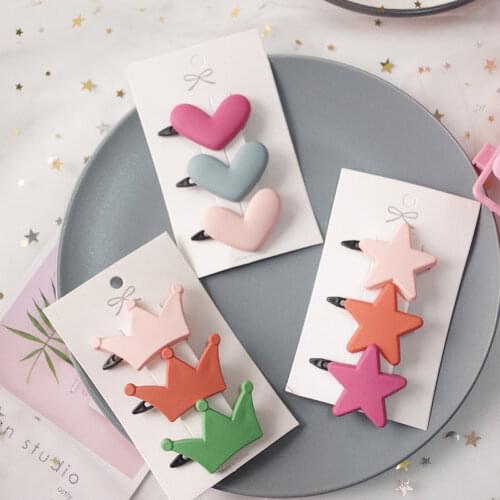 3pcs/set Candy Color Star Heart Hair Clip Children Flower Bow Cute Girls Barrettes Sweet Hairpin Headwear Accessories for Women