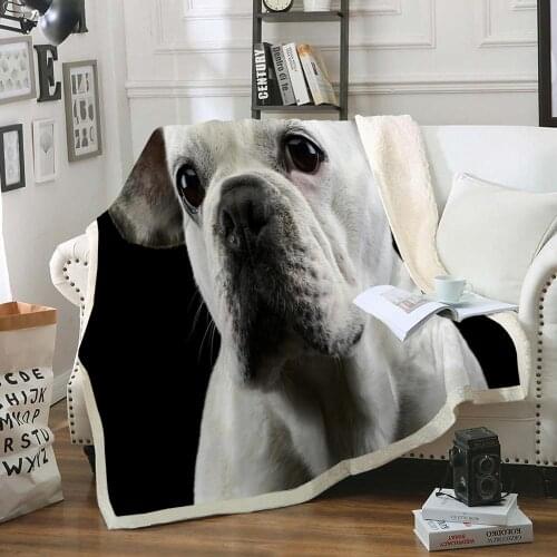 3D Animal Dog Throw Blanket Bulldog Sherpa Blanket on Bed Puppy Dachshund Soft Bedspreads Dalmatian Pet Fluffy Blanket for Kids