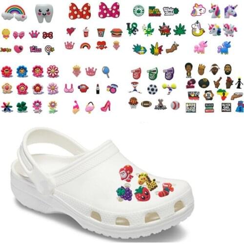 50PCS Sweet Cute Animals Flower PVC Shoe Charms Christmas Shoe Buckles Shoes Accessories Ornaments JIBZ Kids Gift