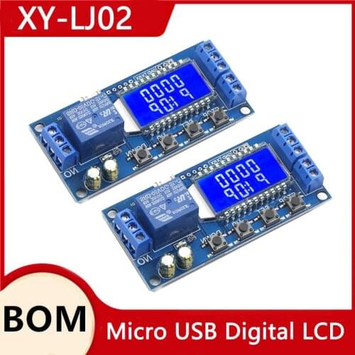 6-30V Micro USB Digital LCD Display Time Delay Relay Module Control Timer Switch Trigger Cycle Module XY-LJ02