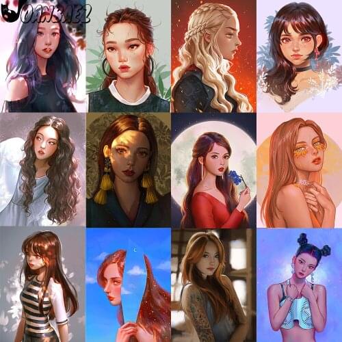 Beautiful Girl Diamond Painting Cross Stitch Embroidery Cartoon Portrait 5D Diy Mosaic Kit Hand-Inlaid Design Home Decoration