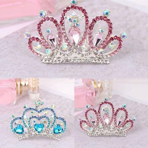 Children Tiaras and Crowns Small Kids Girls Colorful Rhinestone Crystal Crown Princess Party Accessiories Hair Jewelry Ornaments