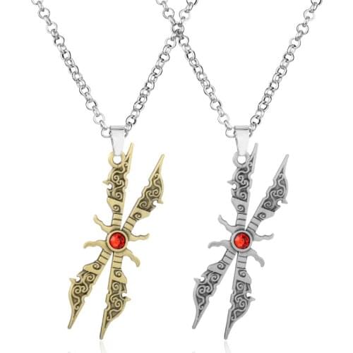 Dongsheng Fashion Game Jewelry League Legends LOL Irelia Blade Will Weapon Scissor Metal Pendant Necklace For Men Women