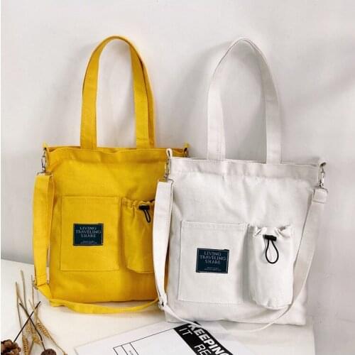 Women Canvas Bag New Design Zipper Shoulder Bag Female Reusable Large Capacity Shopper Tote Ladies Eco Cloth Shopping Bags