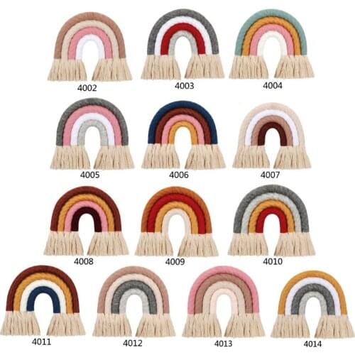 INS Nordic Home Weaving Rainbow Hand-Woven Tapestry Cotton Tassel Wall Hanging Toy Children Room Decor Baby Girls' Room Decor