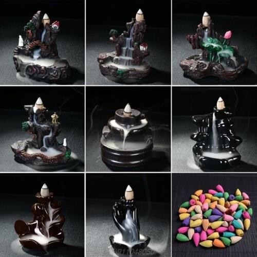 CCeramic Incense Burner Waterfall Backflow Censer Cones Buddhist Home Decoration A07 21 Dropshipping