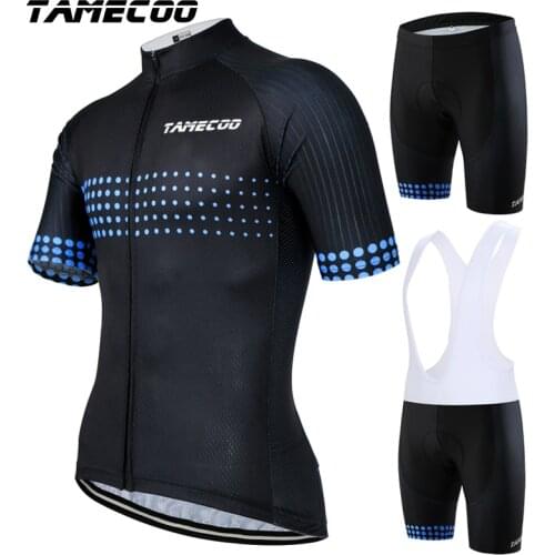 Tamecoo Short Sleeve Cycling Jerset Set Maillot Ropa Ciclismo Cycling Clothing Set With Coolmax 5D Gel Padded Cycling Shorts