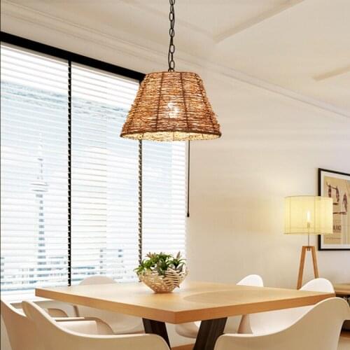 SGROW Rattan Creative Pendant Light Loft LED Lamp Light for Dinning Room Living Room Bedroom Hanging Lampada Lighting Fixtures