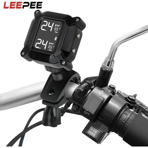 LEEPEE Magnetic USB Quick Charge Motorcycle TPMS Moto Tire Pressure Tyre Temperature Monitoring Alarm System LCD Display