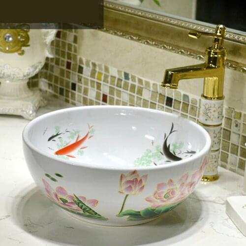 Small 35cm Home Decoration Art Of Jingdezhen Ceramic Washbasin bathroom sink