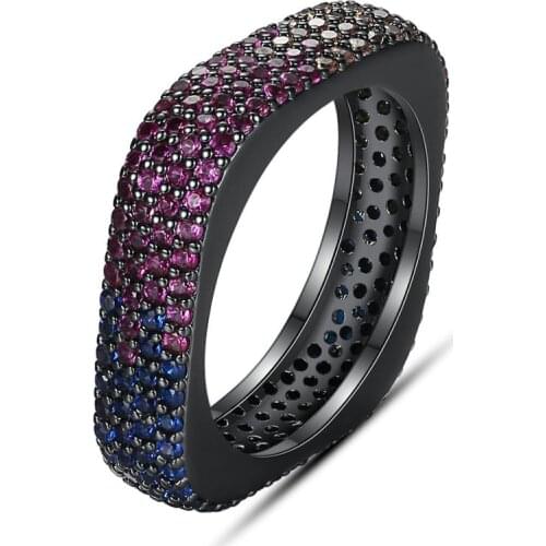 Fashion multicolor fashion vintage dark black ring for women