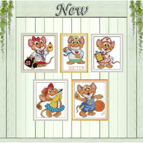 The sport mouse lovely animals decor painting counted print on canvas DMC 11CT 14CT Cross Stitch kits embroidery needlework Sets