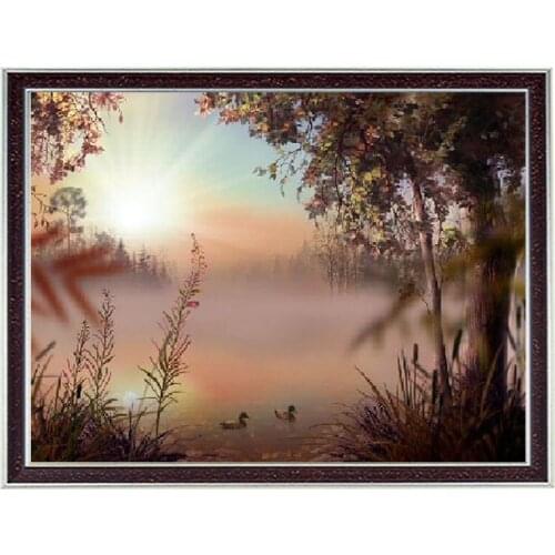 Needlework Crafts 14CT unprinted embroidery DIY DMC Counted Cross Stitch Kits Home Decor pictures Scenery tree pattern