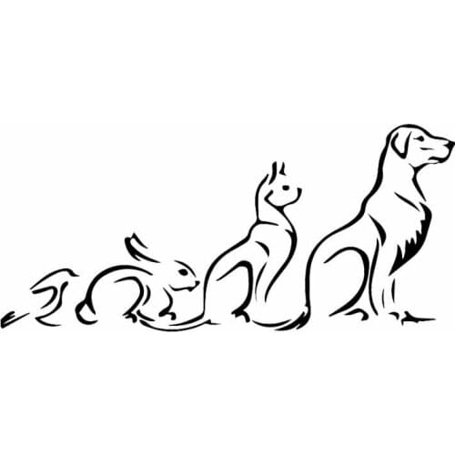 Cat Dog Rabbit Pet Animal Decals High Quality Car Window Decoration Personality Pvc Waterproof Decals Black/white, 19cm*9cm