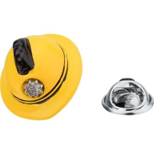 20pcs/lot Novelty Yellow Helmet Brooches Suit Lapel Pin Collar Sticker Brooches Pins Mens Fine Gift Jewelry Accessory Wholesale